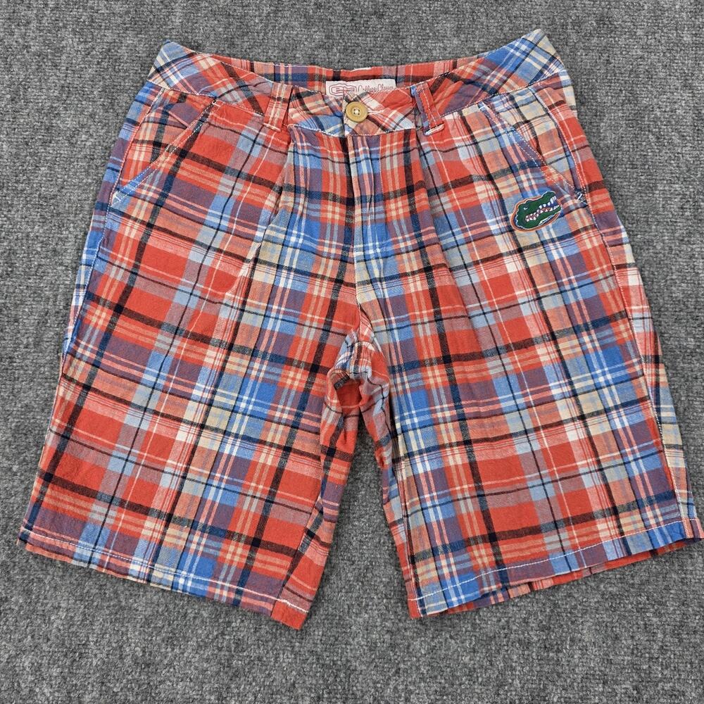 Florida Gators Shorts Mens 30 Red Blue Plaid Linen NCAA Football College Classic